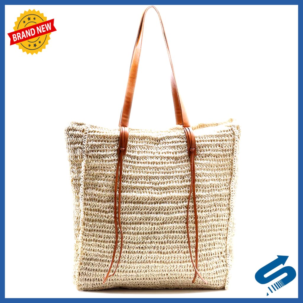 Handmade Woven Straw Tote Bag Large Capacity Beach Travel Foldable Boho